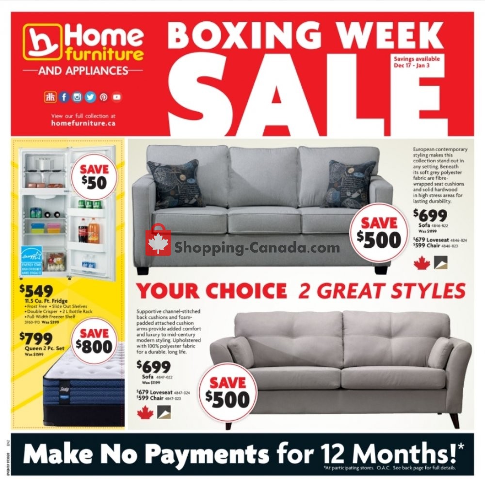 Home Furniture flyer from Thursday December 17, 2020 to Sunday January 3, 2021 - page 1