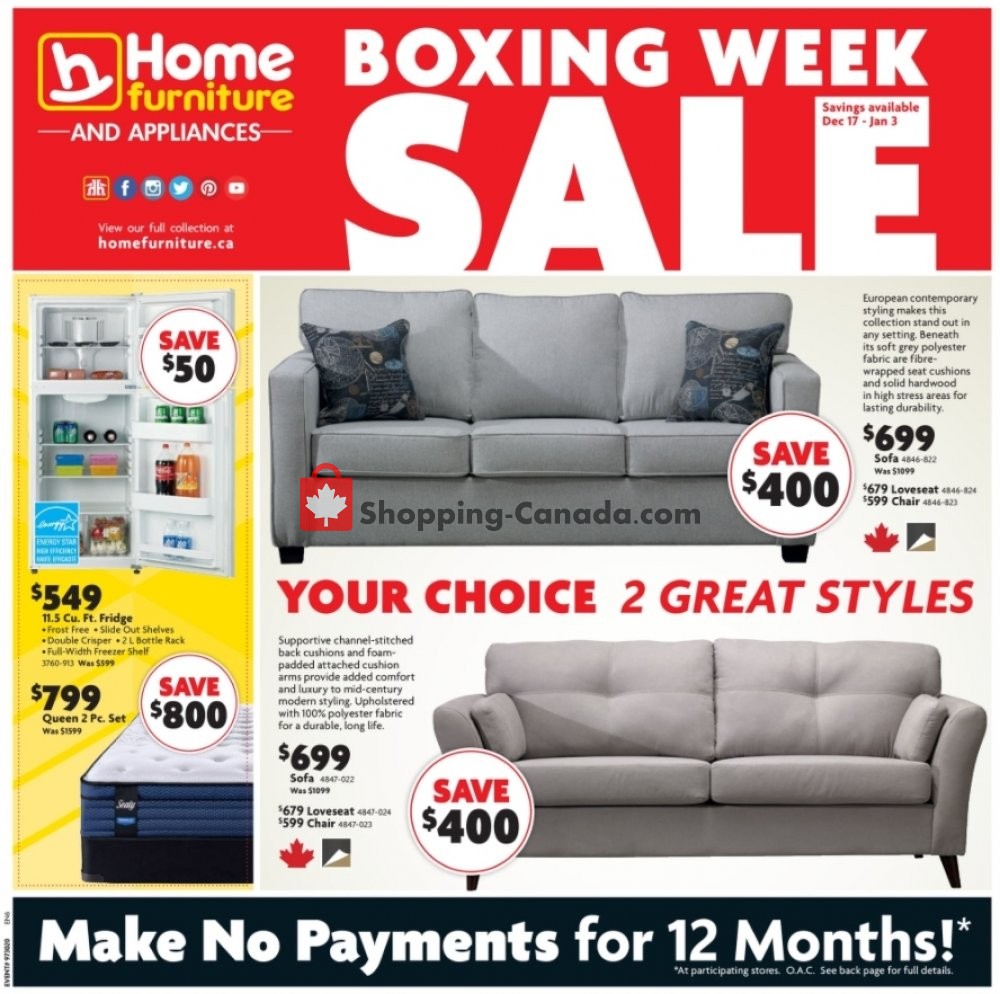 Home Furniture flyer from Thursday December 17, 2020 to Sunday January 3, 2021 - page 1