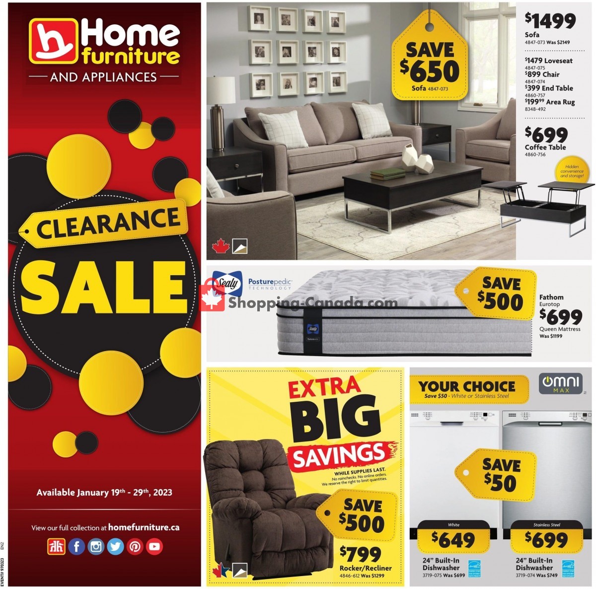 Home Furniture flyer from Thursday January 19, 2023 to Sunday January 29, 2023 - page 1