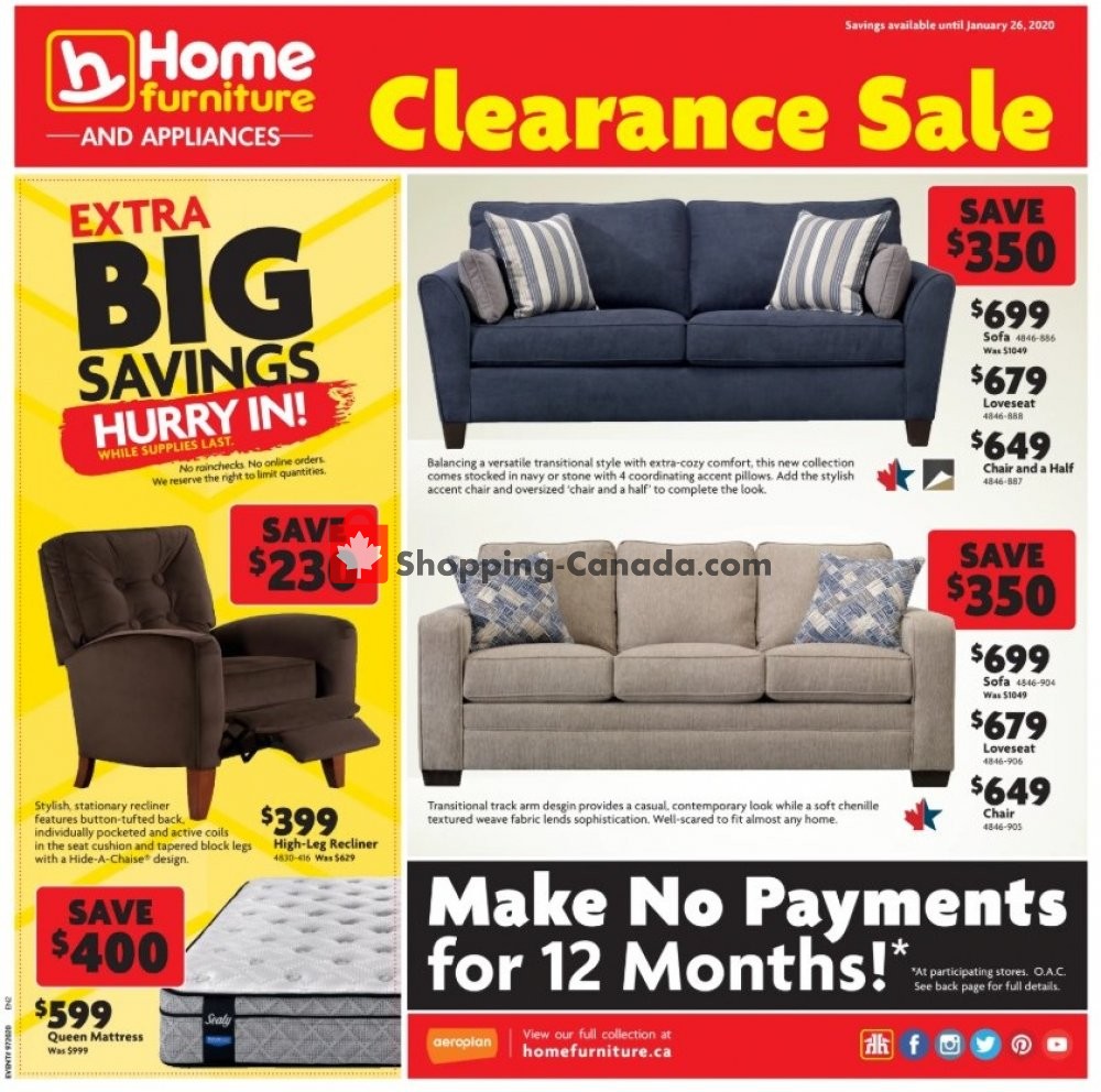 Home Furniture flyer from Thursday January 16, 2020 to Sunday January 26, 2020 - page 1