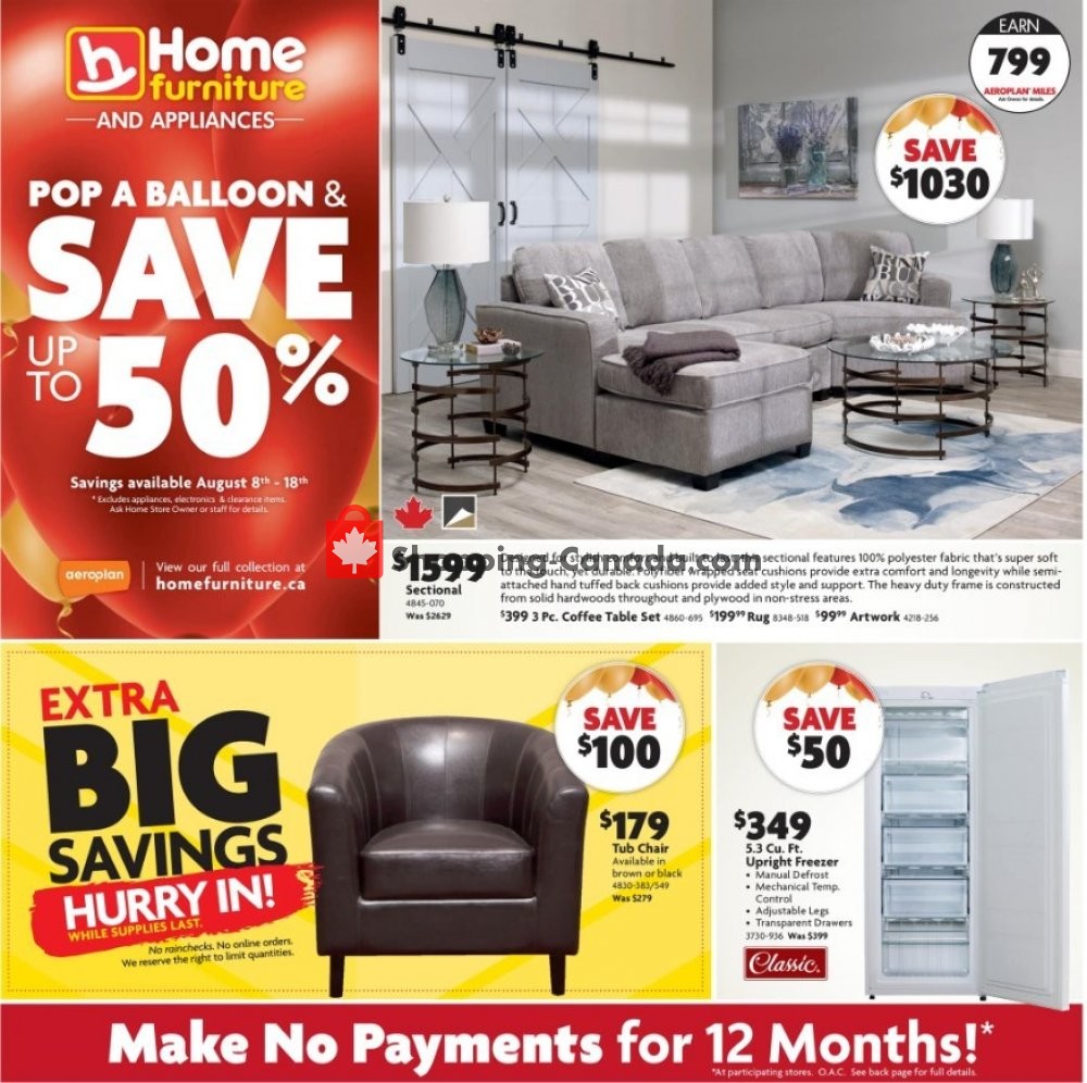 Home Furniture flyer from Thursday August 8, 2019 to Sunday August 18, 2019 - page 1