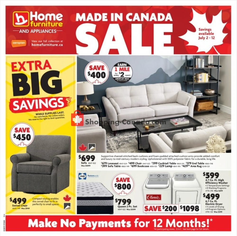 Home Furniture flyer from Thursday July 2, 2020 to Sunday July 12, 2020 - page 1