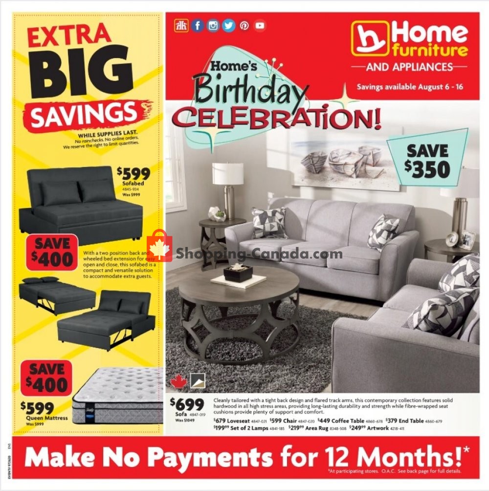 Home Furniture flyer from Thursday August 6, 2020 to Sunday August 16, 2020 - page 1