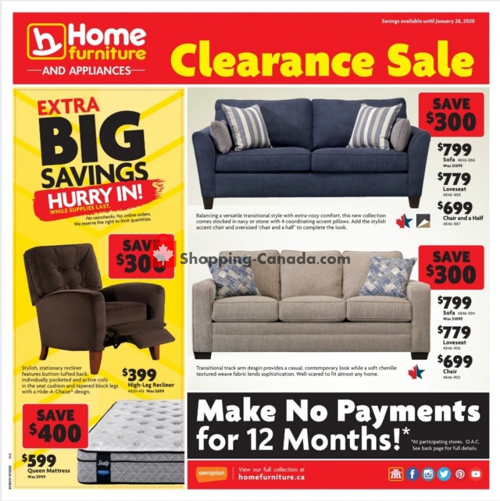 Home Furniture flyer from Thursday January 16, 2020 to Sunday January 26, 2020 - page 1