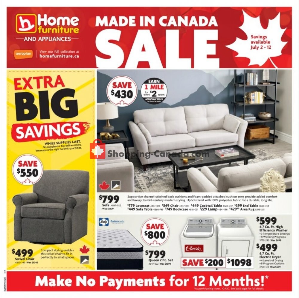 Home Furniture flyer from Thursday July 2, 2020 to Sunday July 12, 2020 - page 1