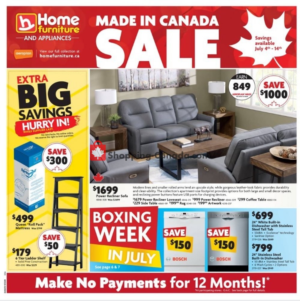 Home Furniture Canada Flyer Made In Canada Sale On July 4
