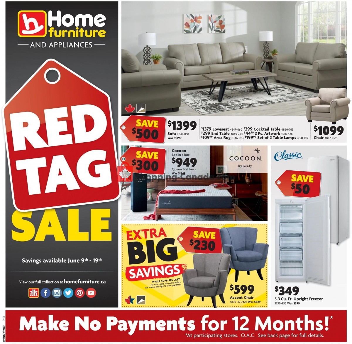 Home Furniture Canada, flyer (Red Tag Sale ON) June 9 June 19