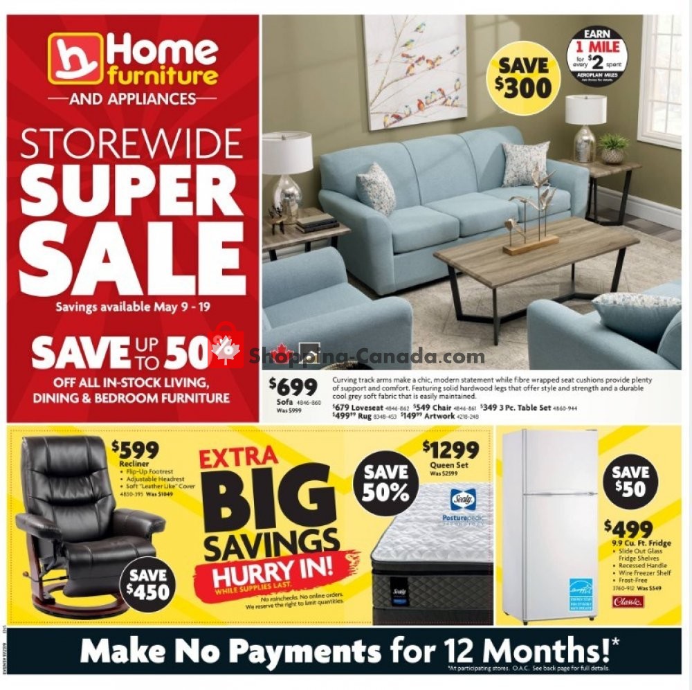 Home Furniture flyer from Thursday May 9, 2019 to Sunday May 19, 2019 - page 1