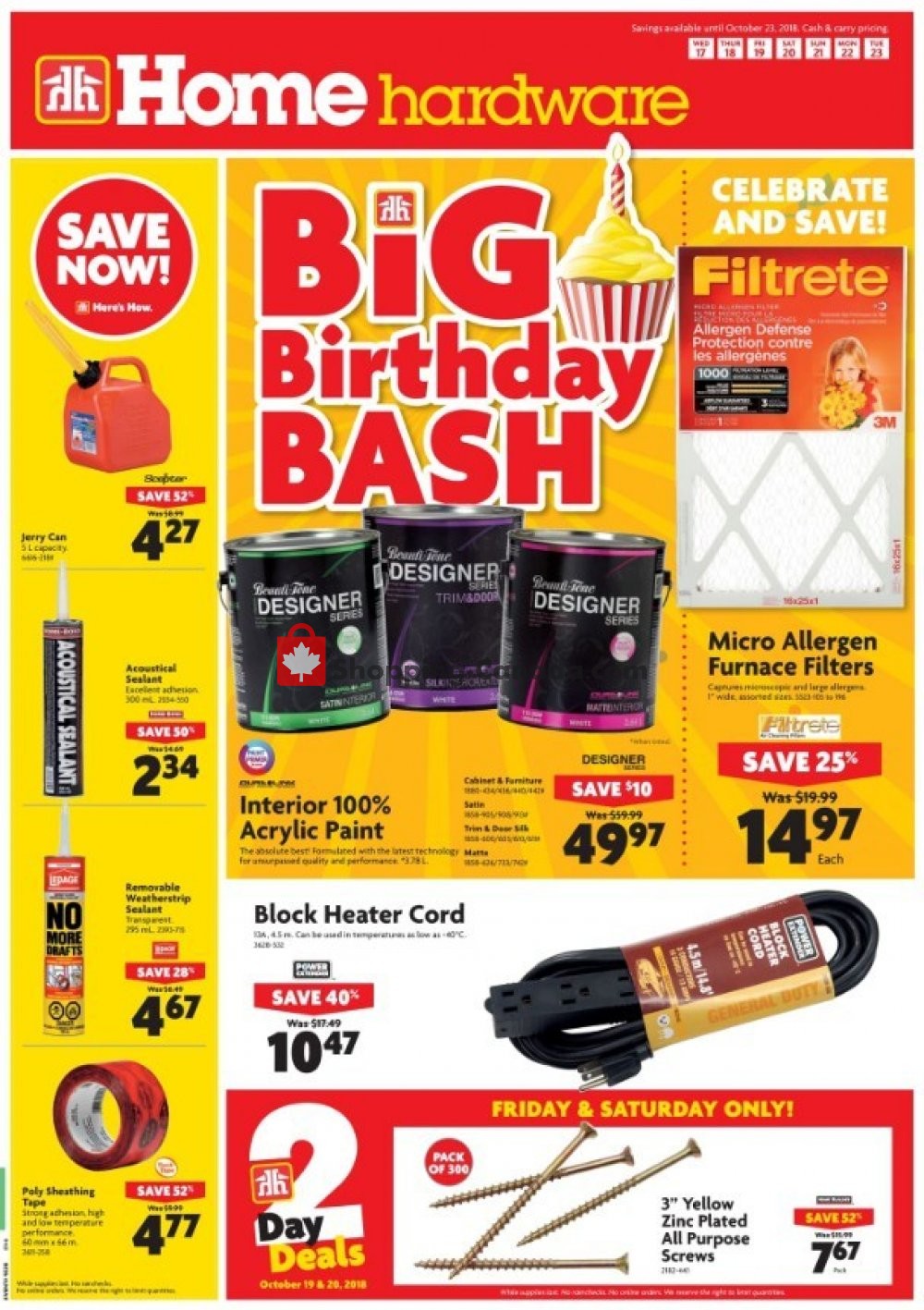 Home Hardware flyer from Wednesday October 17, 2018 to Tuesday October 23, 2018 - page 1