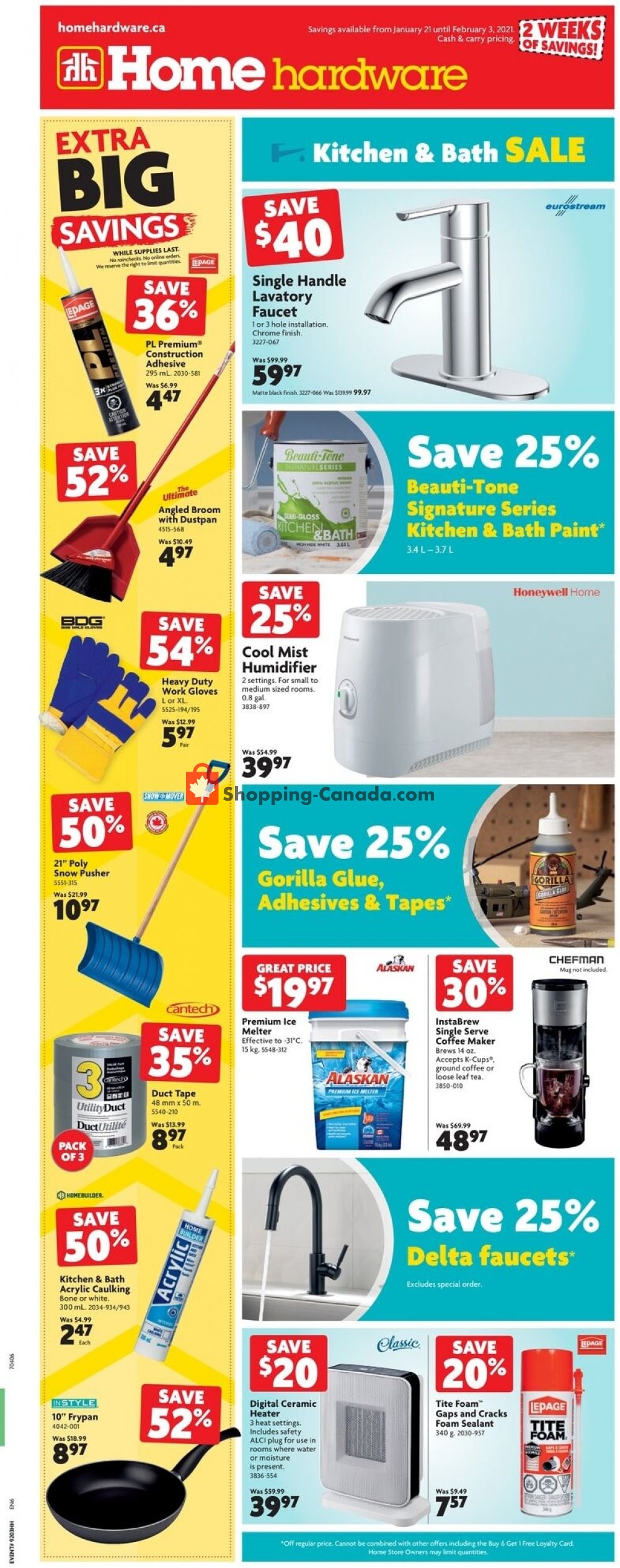 Home Hardware flyer from Thursday January 21, 2021 to Wednesday February 3, 2021 - page 1