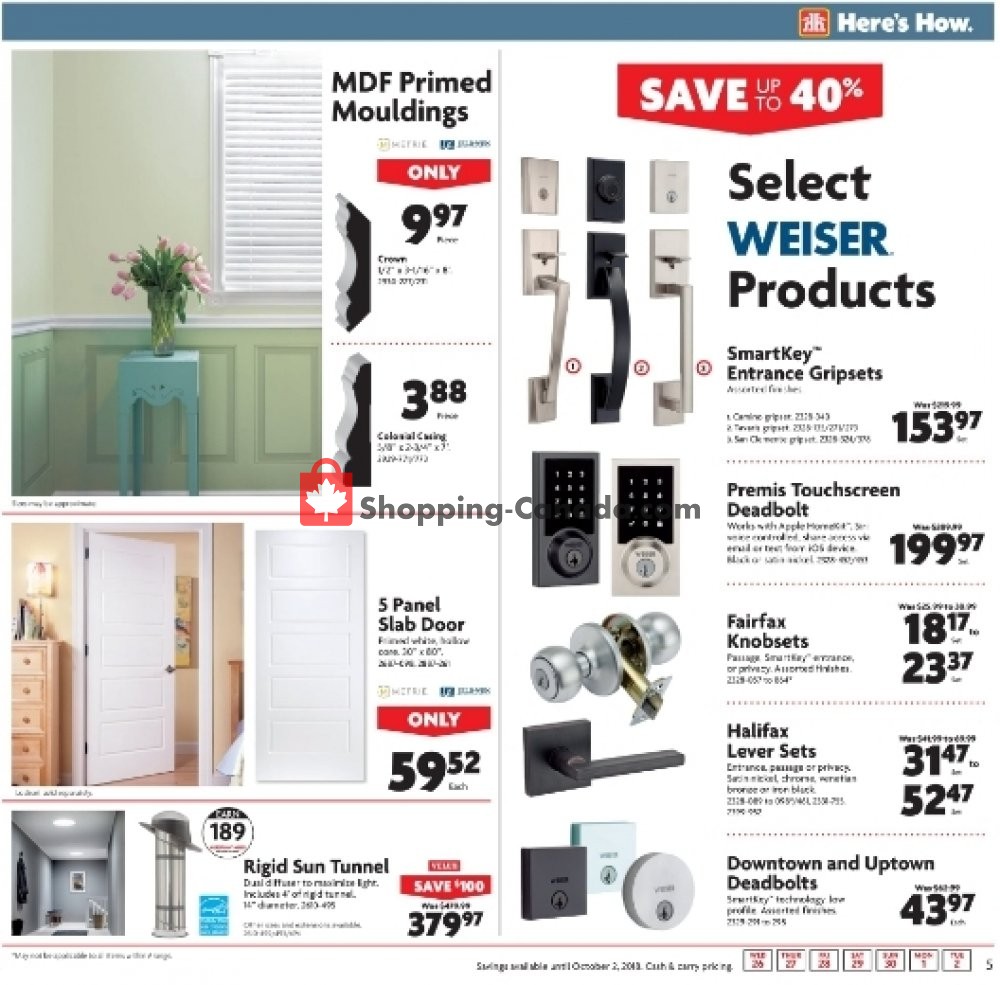 Home Hardware flyer from Wednesday September 26, 2018 to Tuesday October 2, 2018 - page 5