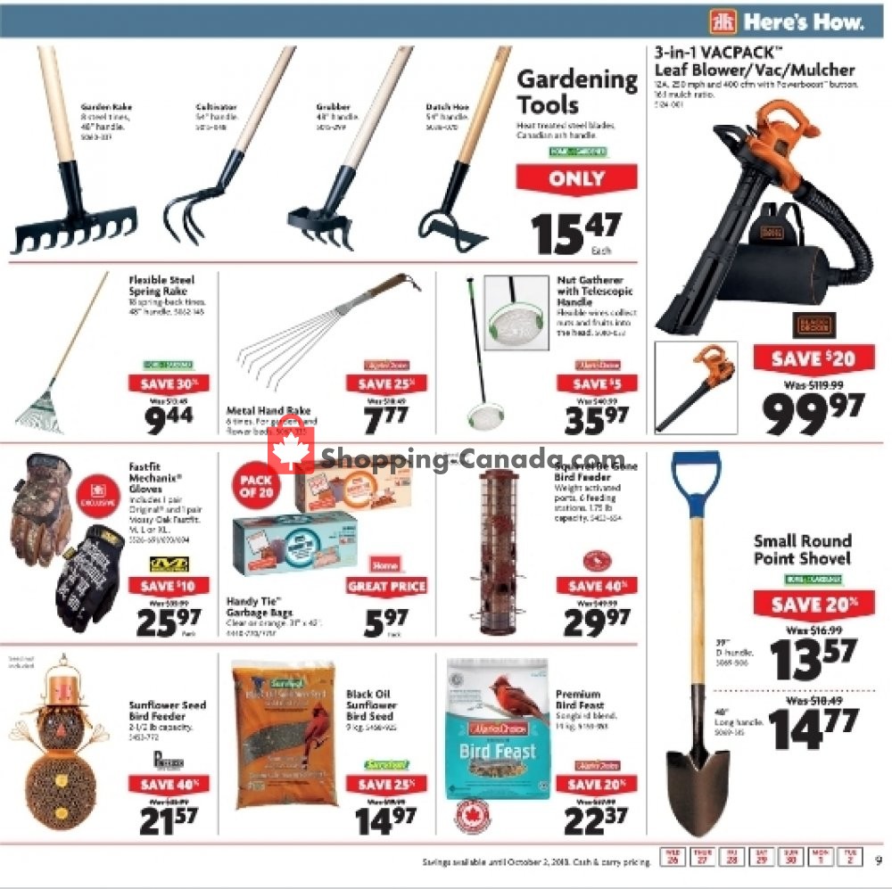 Home Hardware flyer from Wednesday September 26, 2018 to Tuesday October 2, 2018 - page 9