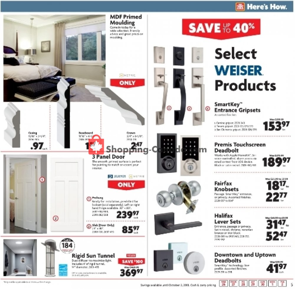 Home Hardware flyer from Wednesday September 26, 2018 to Tuesday October 2, 2018 - page 5