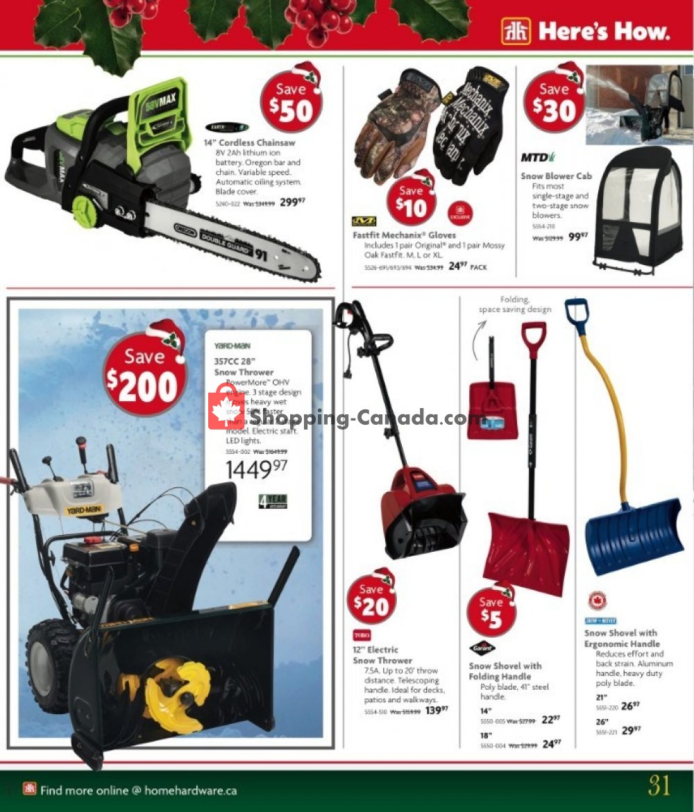 Home Hardware flyer from Wednesday October 31, 2018 to Tuesday December 11, 2018 - page 31