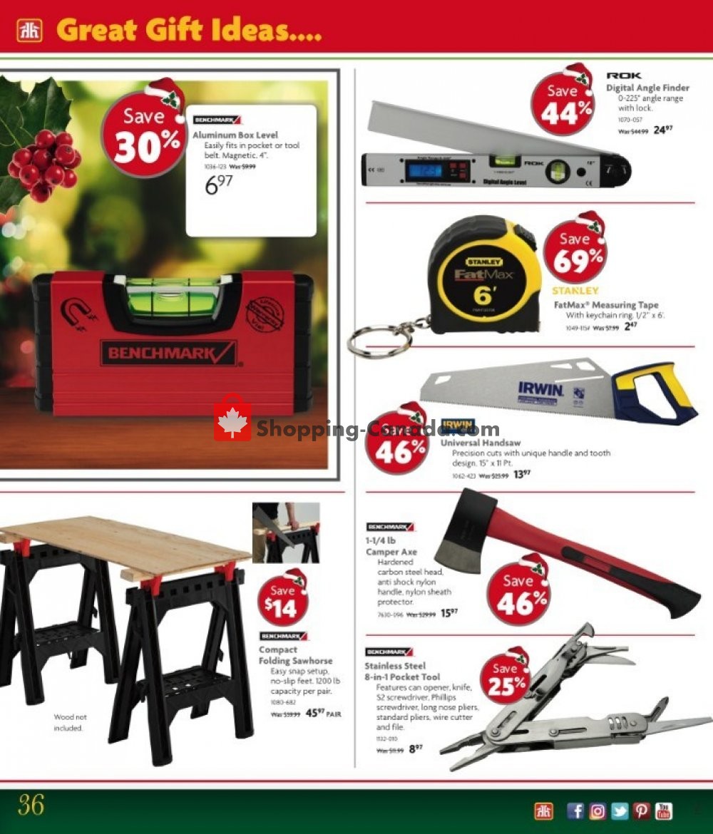 Home Hardware flyer from Wednesday October 31, 2018 to Tuesday December 11, 2018 - page 36