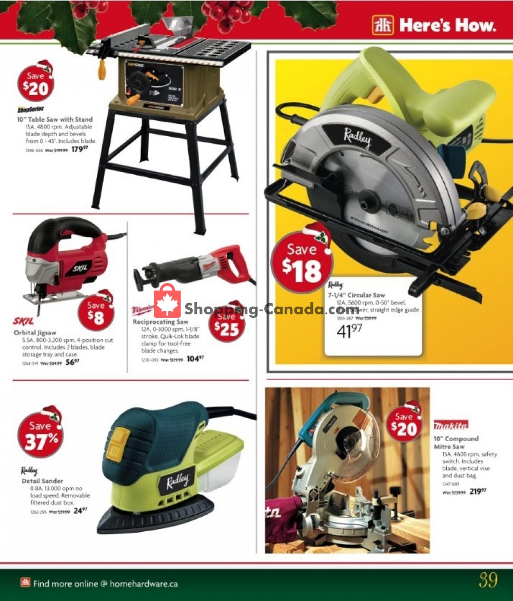Home Hardware flyer from Wednesday October 31, 2018 to Tuesday December 11, 2018 - page 39