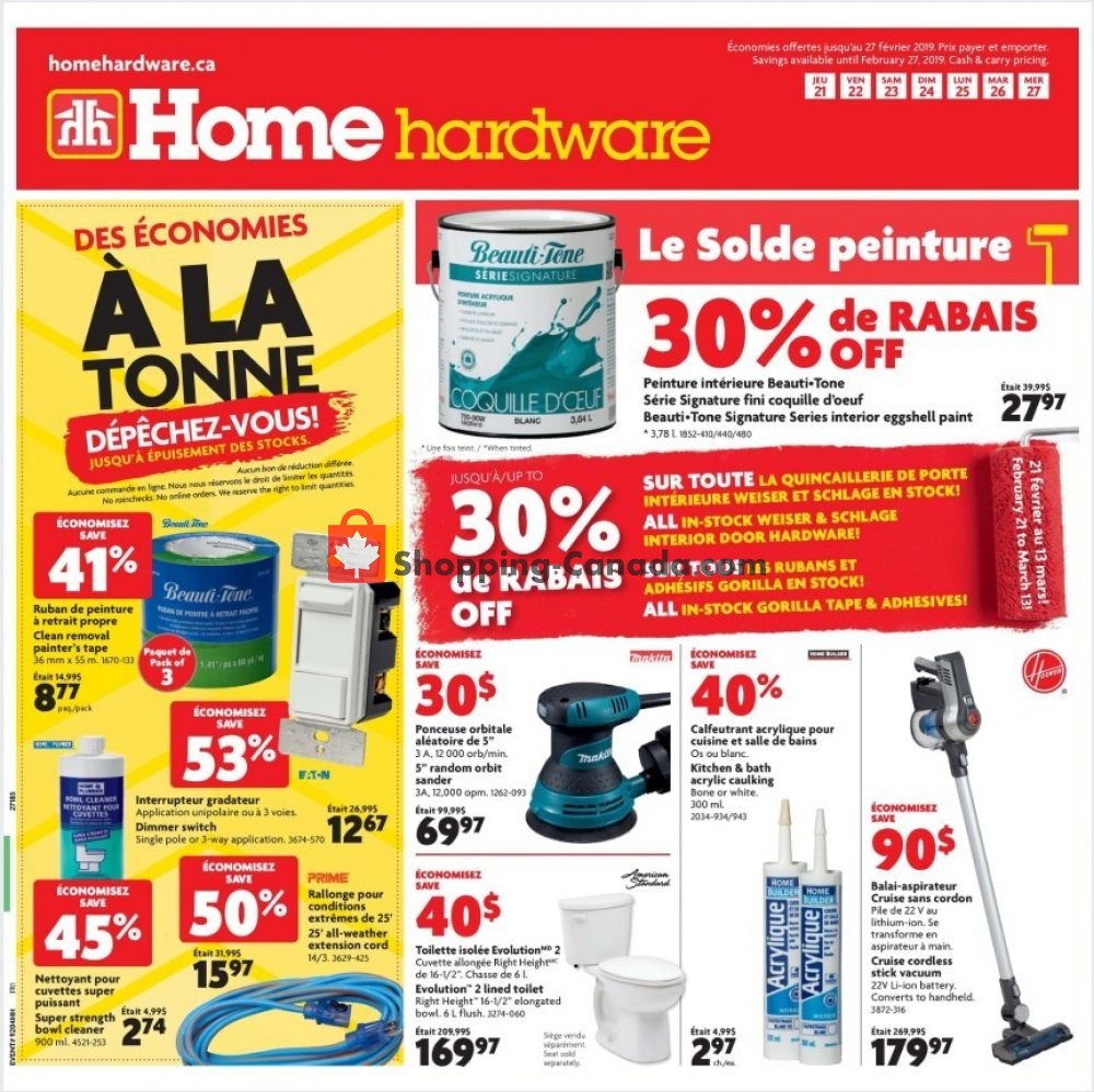 Home Hardware flyer from Thursday February 21, 2019 to Wednesday February 27, 2019 - page 1