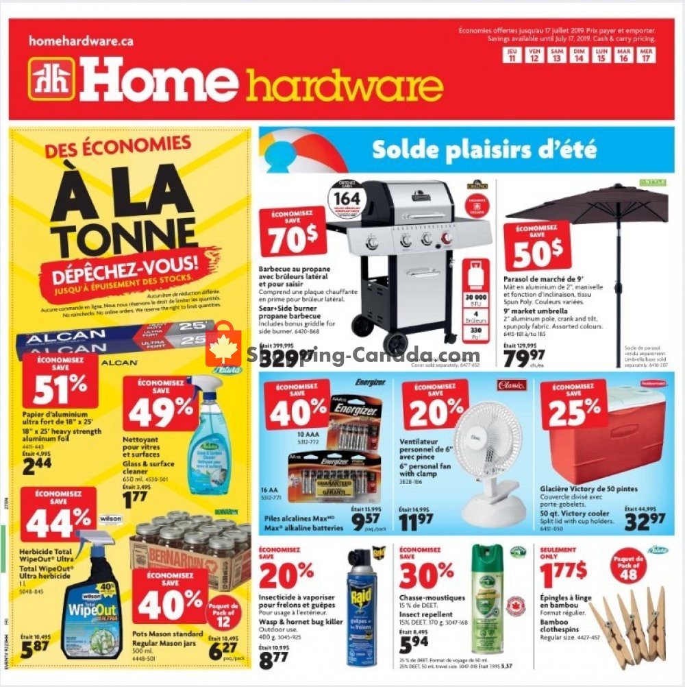 Home Hardware flyer from Thursday July 11, 2019 to Wednesday July 17, 2019 - page 1
