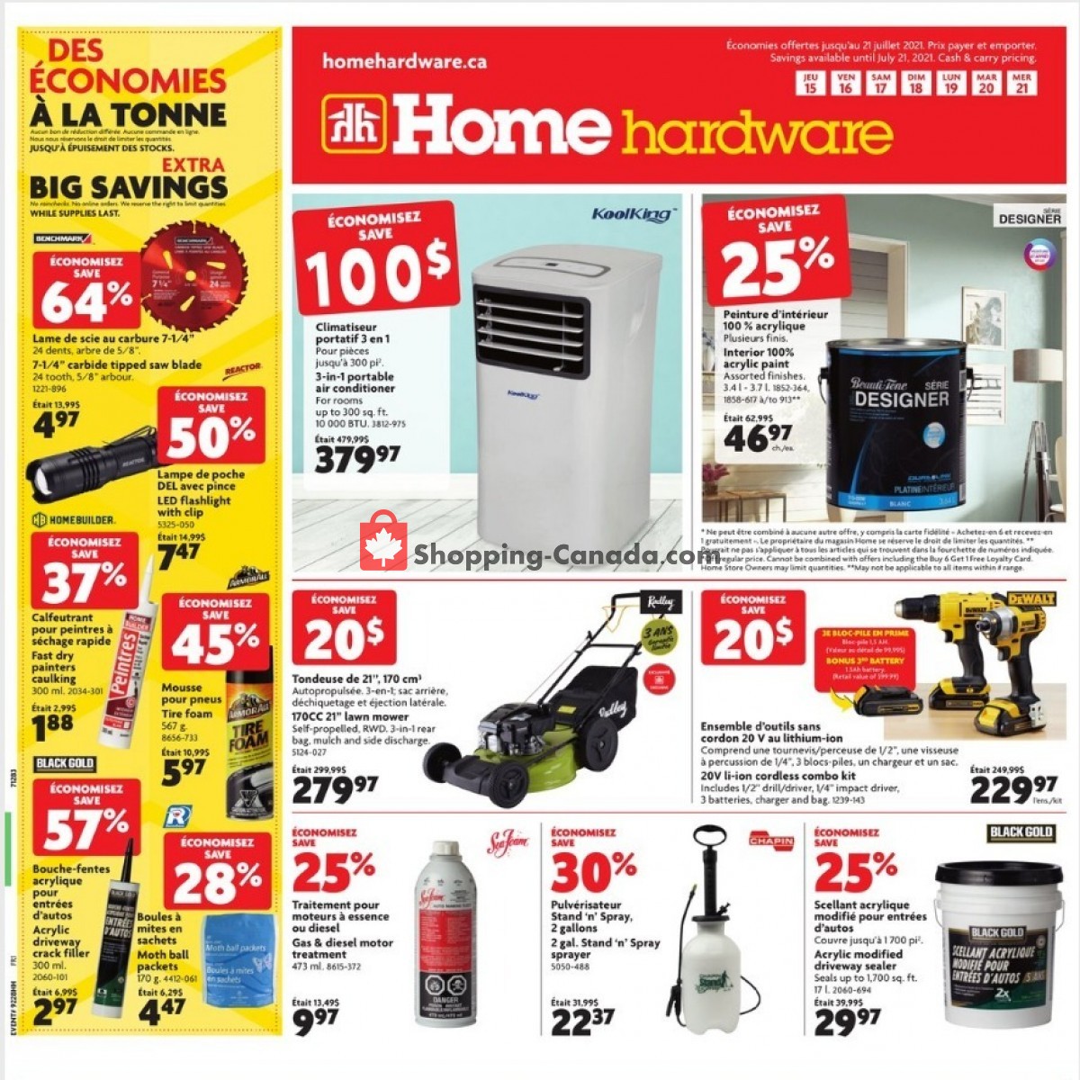 Home Hardware flyer from Thursday July 15, 2021 to Wednesday July 21, 2021 - page 1