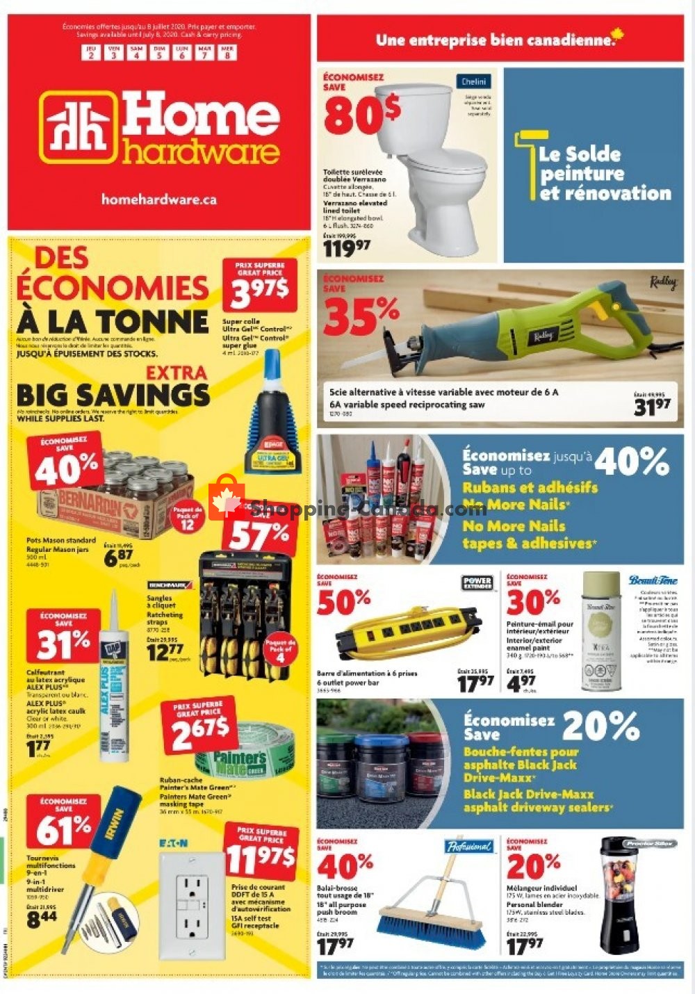 Home Hardware flyer from Thursday July 2, 2020 to Wednesday July 8, 2020 - page 1
