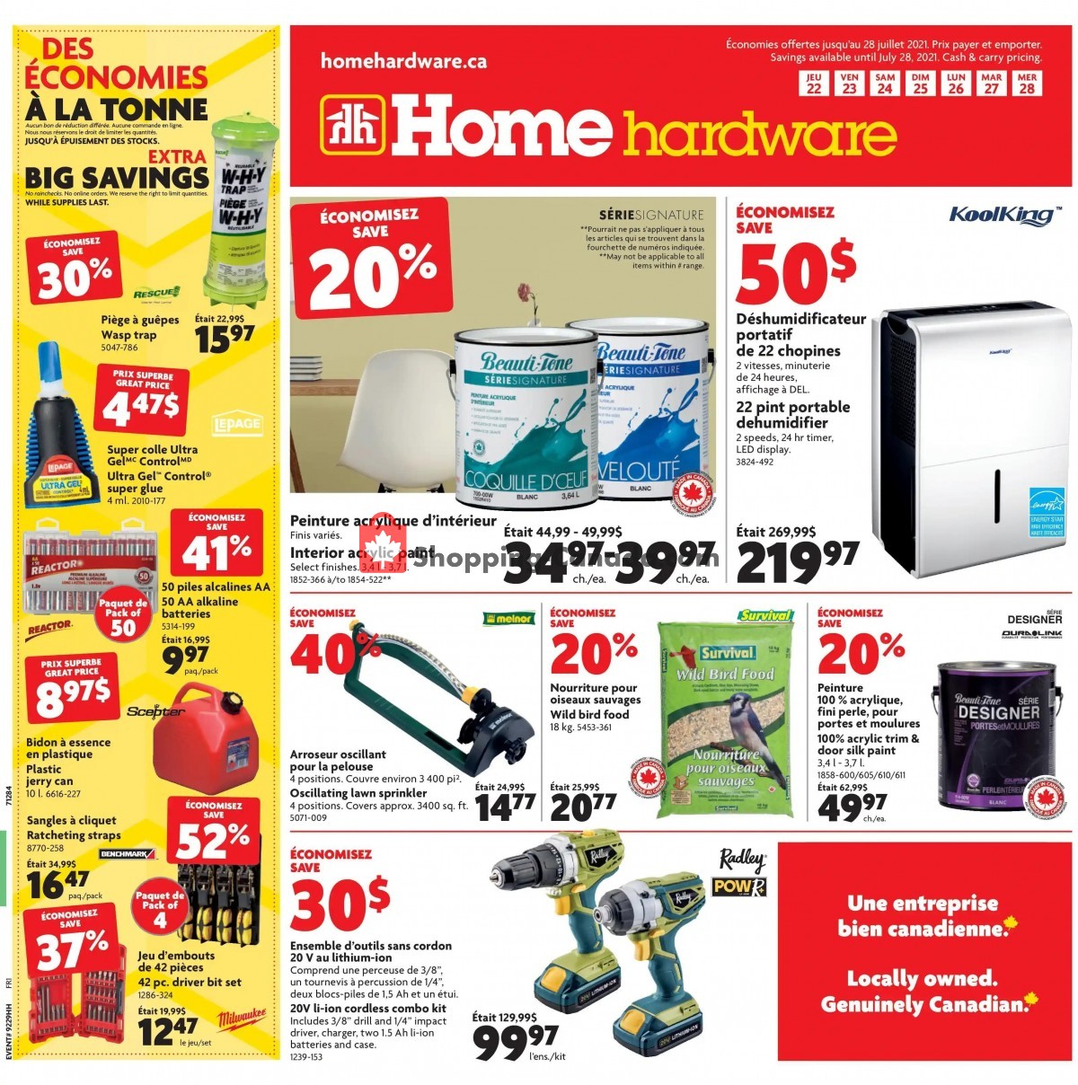 Home Hardware flyer from Thursday July 22, 2021 to Wednesday July 28, 2021 - page 1
