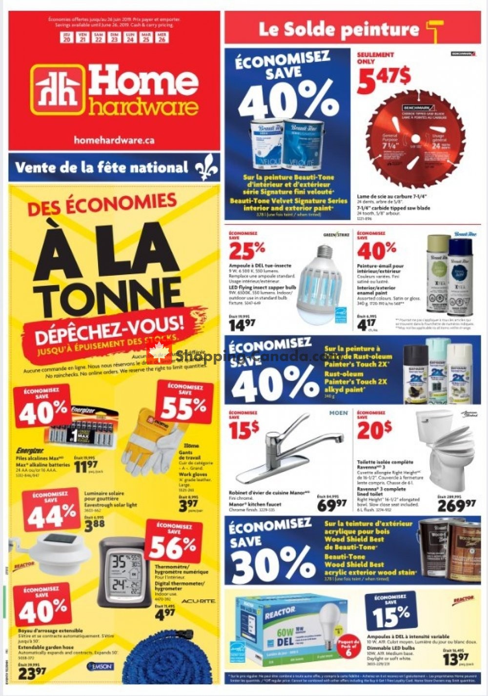 Home Hardware flyer from Thursday June 20, 2019 to Wednesday June 26, 2019 - page 1
