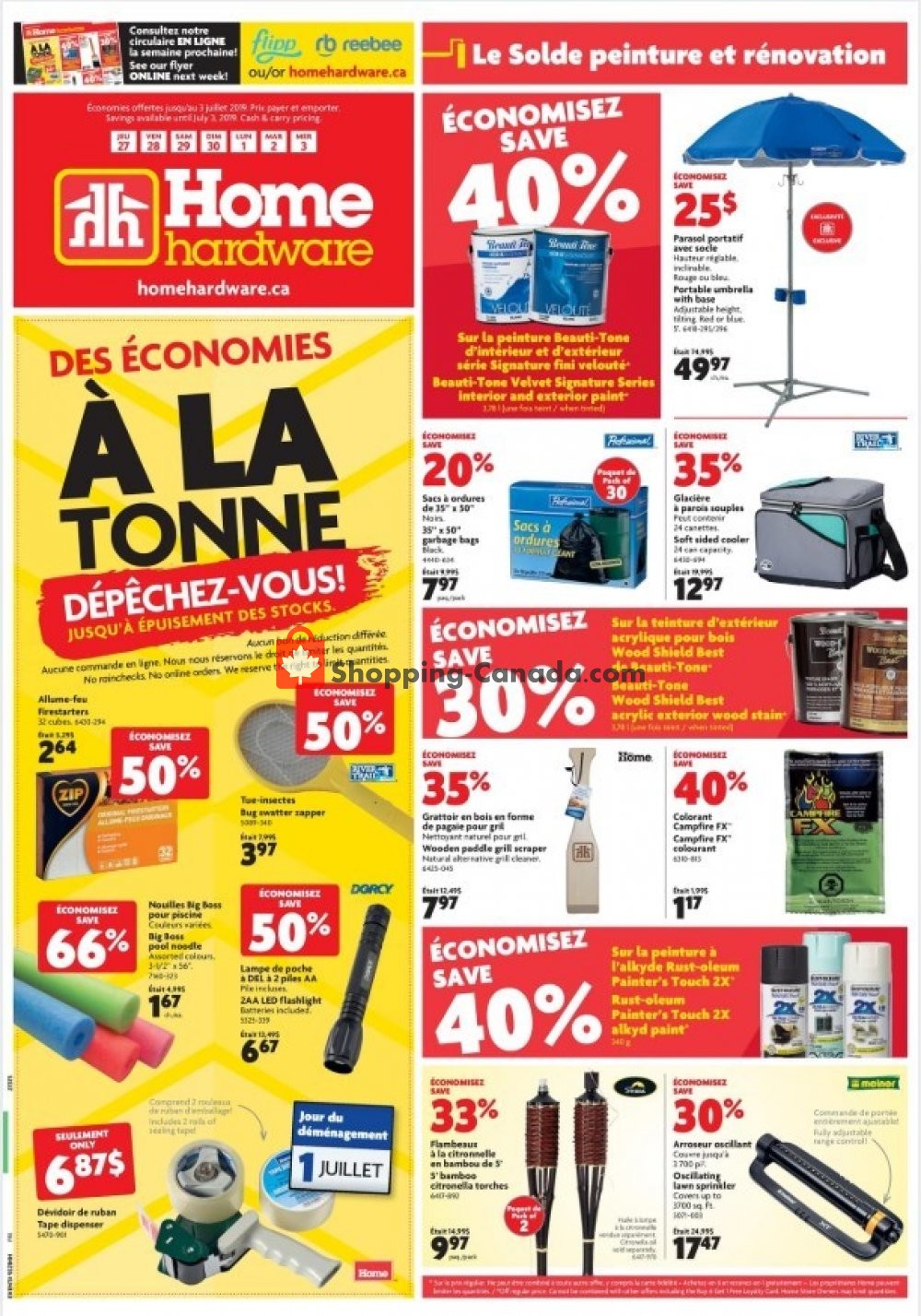 Home Hardware flyer from Thursday June 27, 2019 to Wednesday July 3, 2019 - page 1