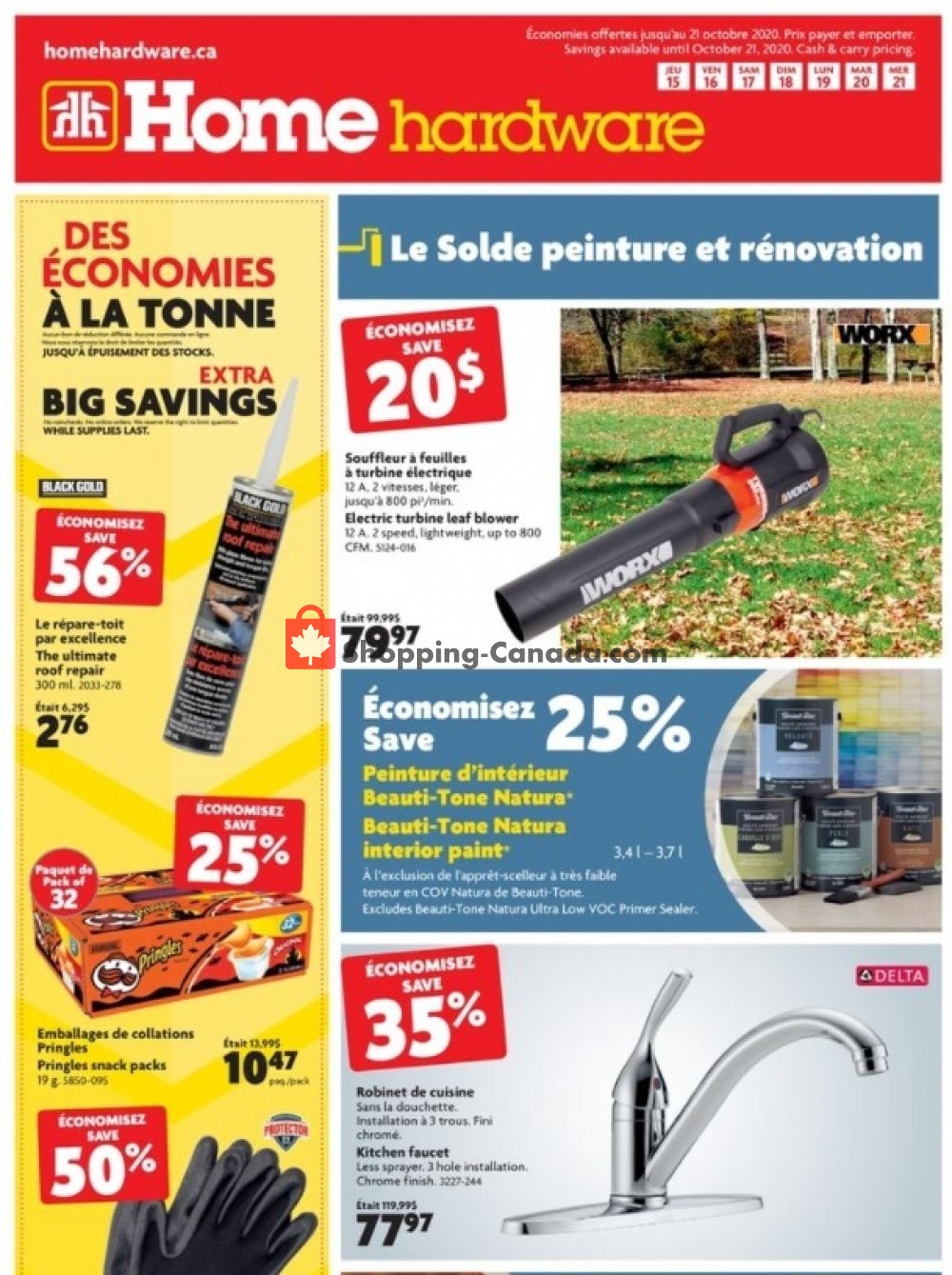 Home Hardware flyer from Thursday October 15, 2020 to Wednesday October 21, 2020 - page 1