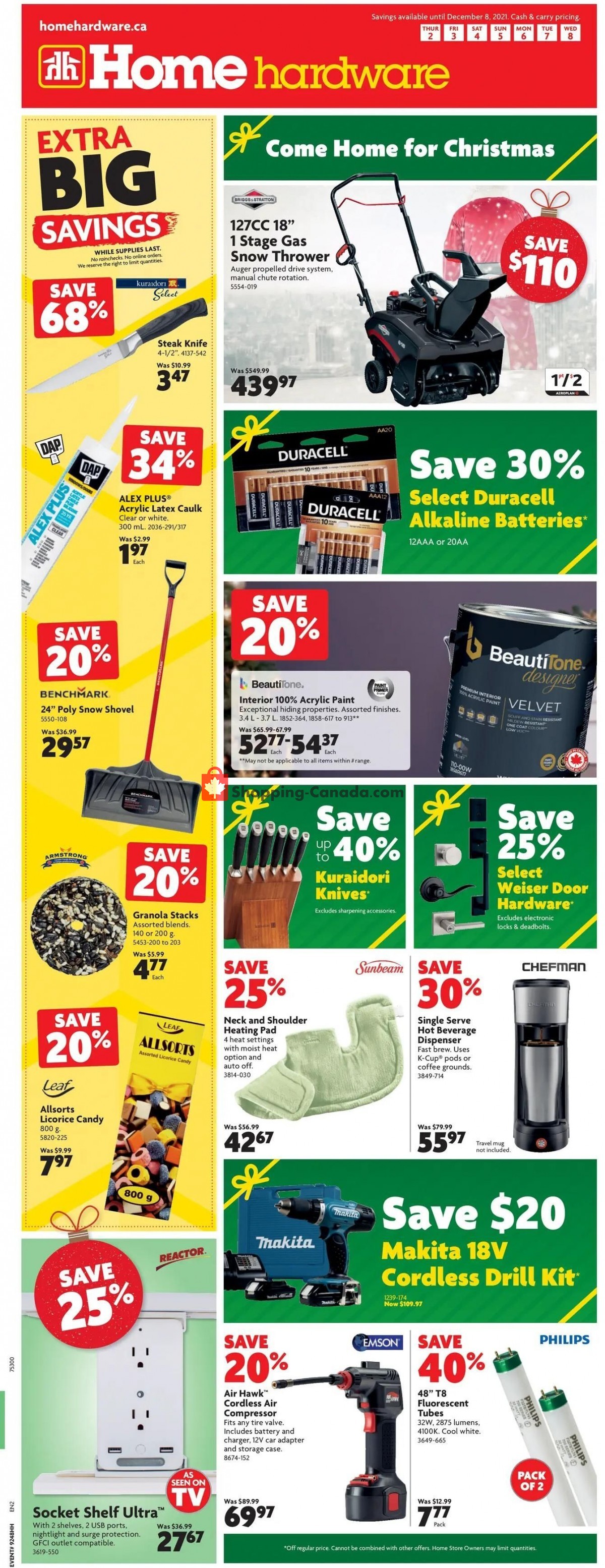 Home Hardware flyer from Thursday December 2, 2021 to Wednesday December 8, 2021 - page 1