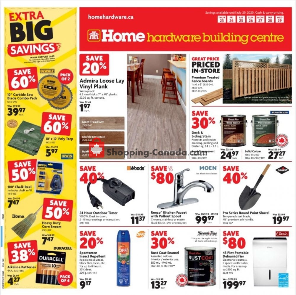 Home Hardware Canada, flyer (Extra Big Savings Atlantic) July 23