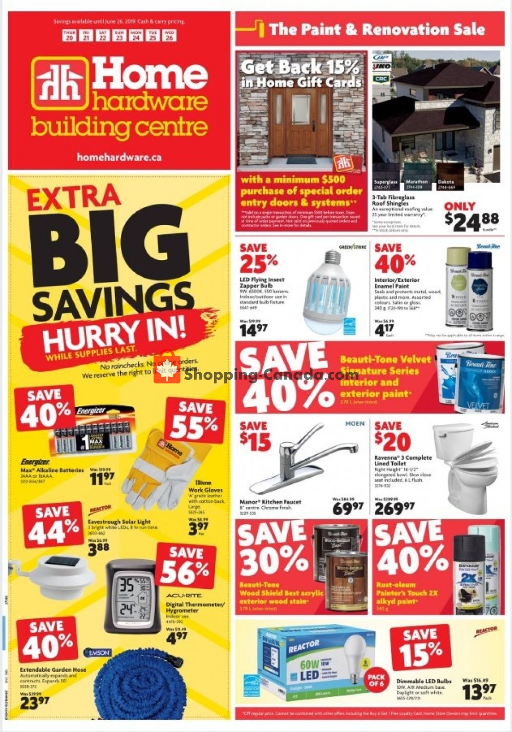Home Hardware flyer from Thursday June 20, 2019 to Wednesday June 26, 2019 - page 1