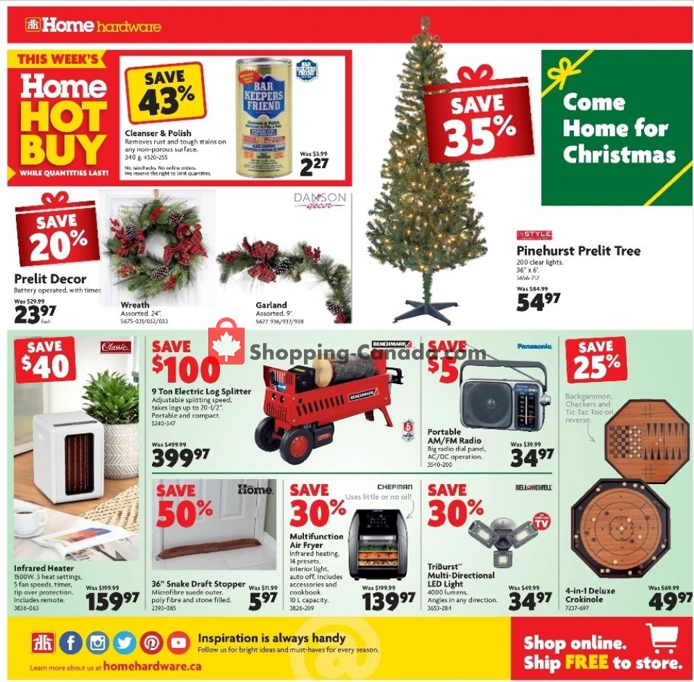 Home Hardware Canada, flyer (Extra Big Savings ON) December 3