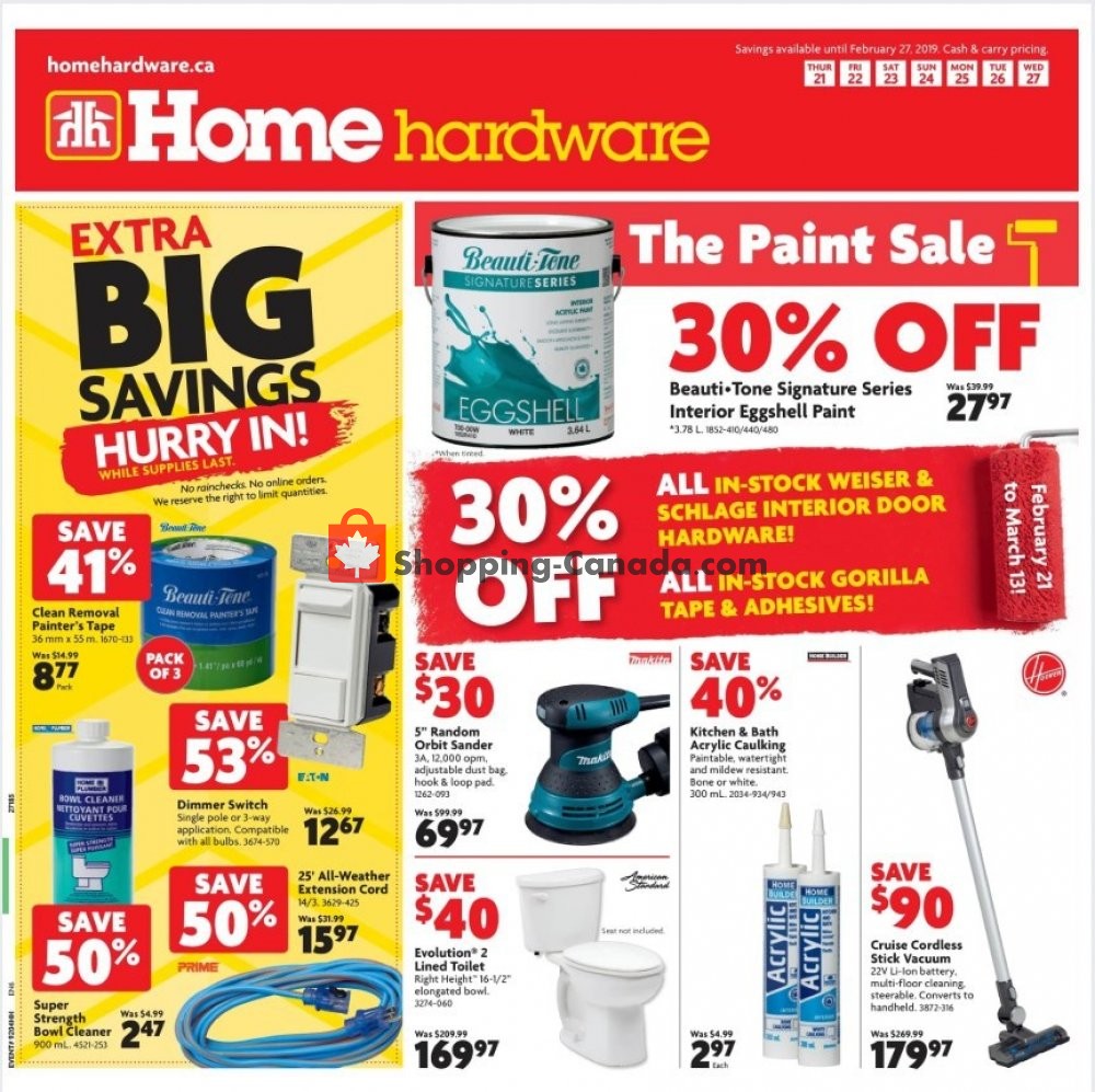 Home Hardware flyer from Thursday February 21, 2019 to Wednesday February 27, 2019 - page 1
