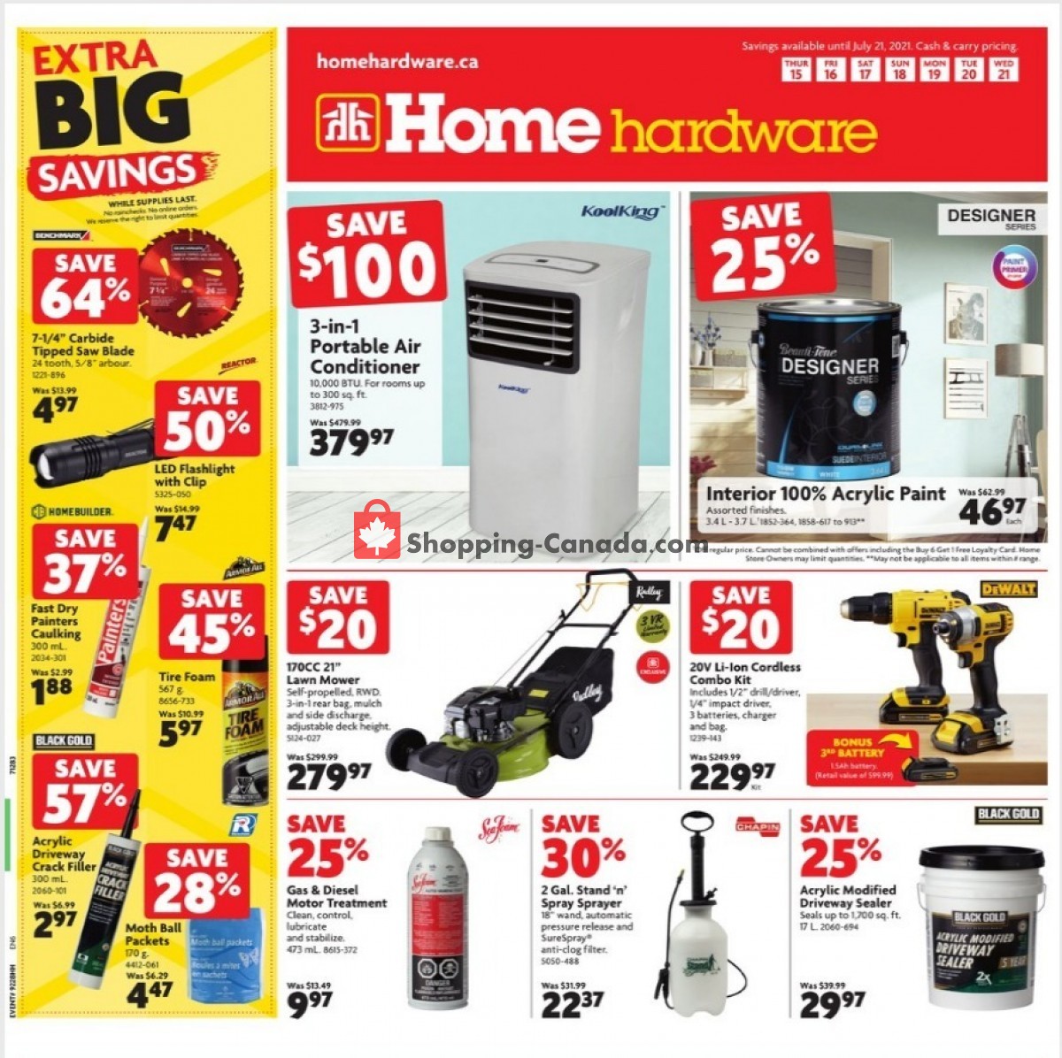 Home Hardware flyer from Thursday July 15, 2021 to Wednesday July 21, 2021 - page 1