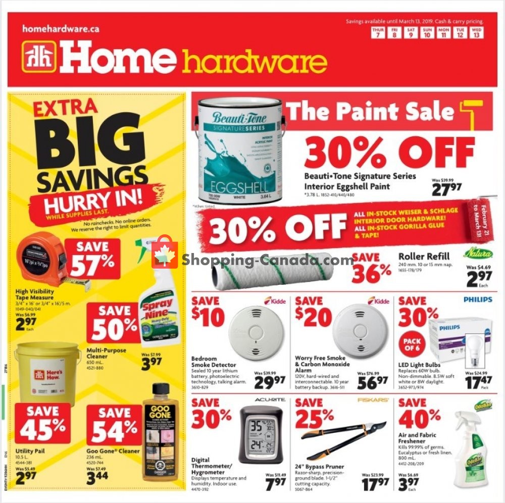 Home Hardware flyer from Thursday March 7, 2019 to Wednesday March 13, 2019 - page 1