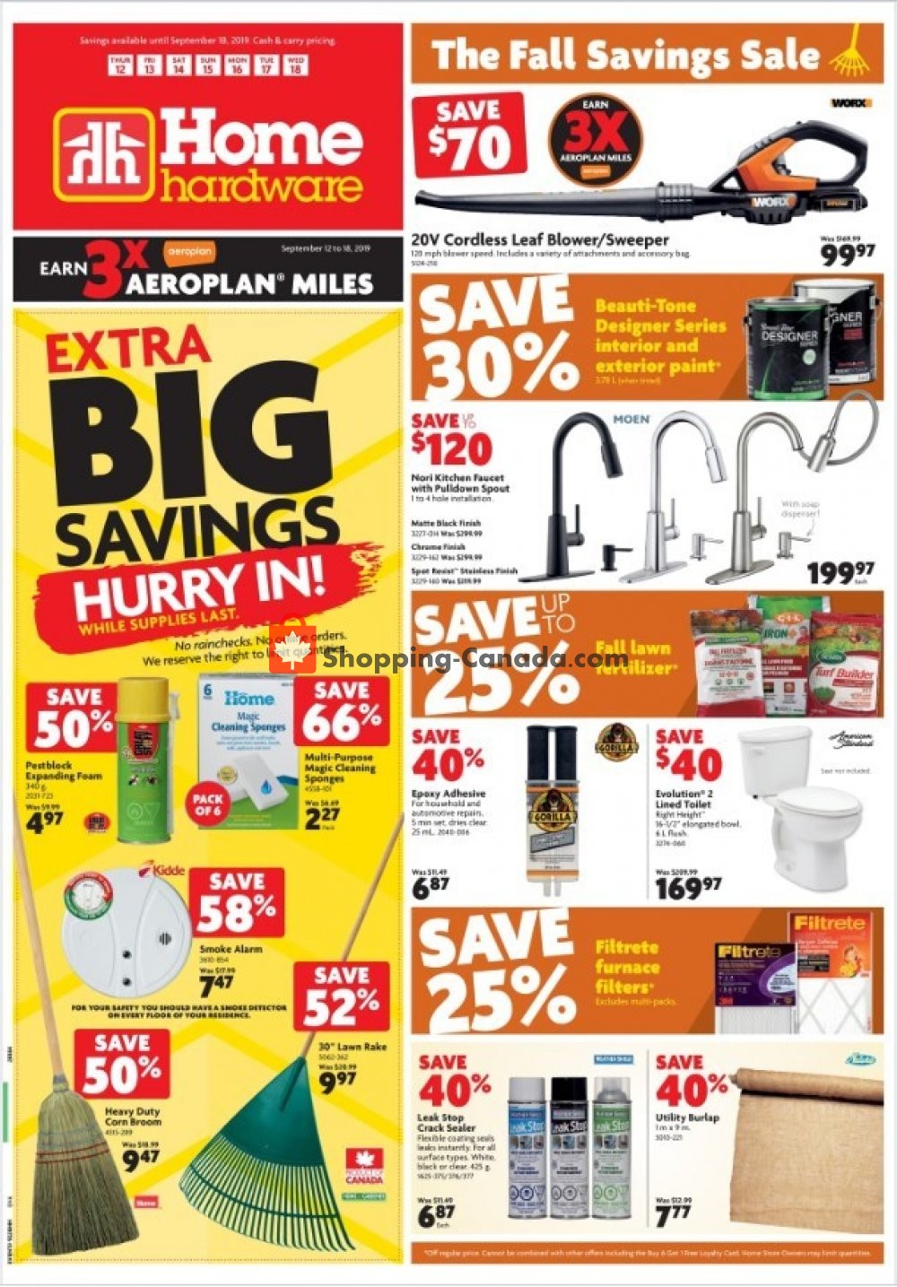 Home Hardware flyer from Thursday September 12, 2019 to Wednesday September 18, 2019 - page 1