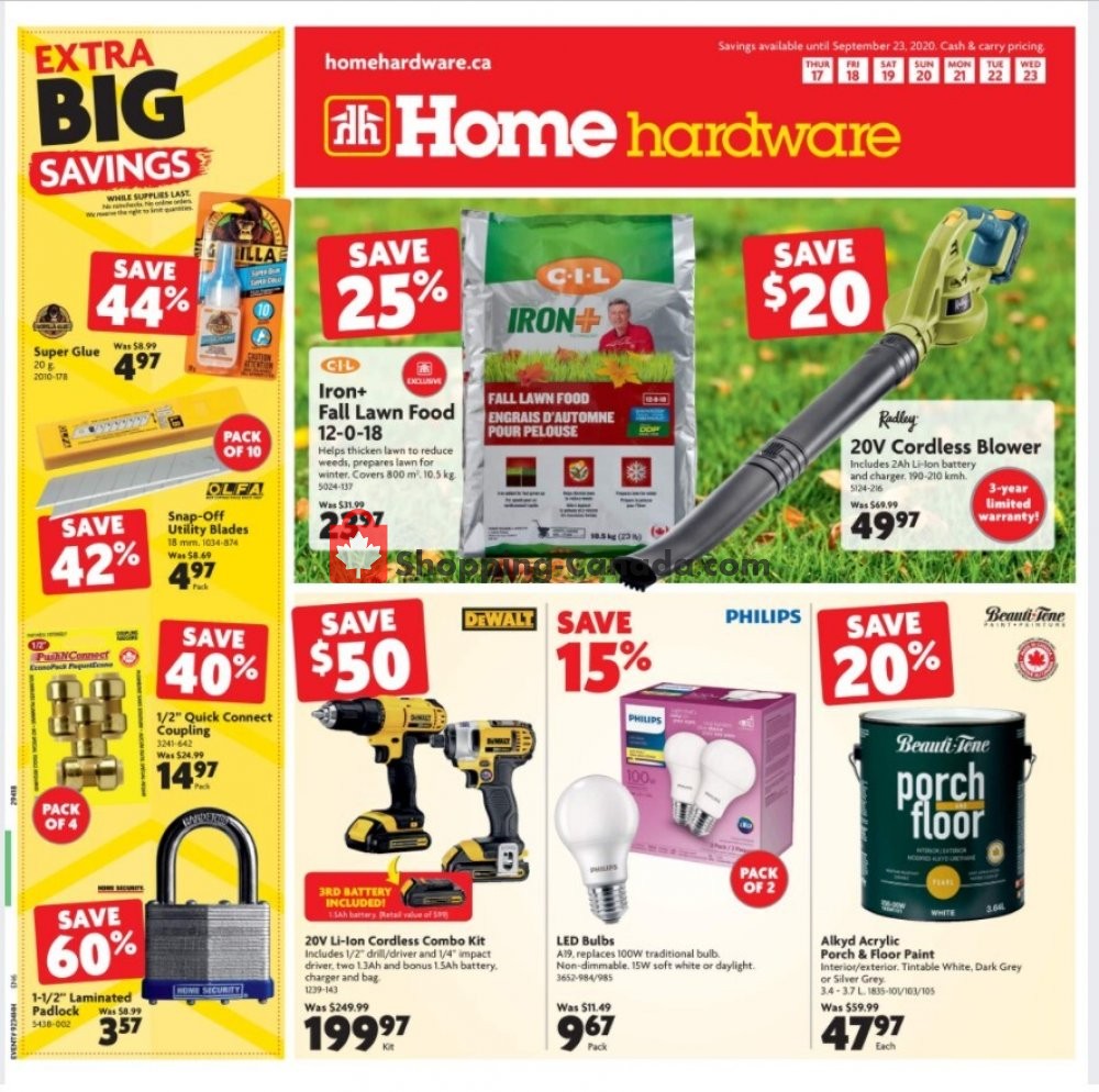 Home Hardware Canada, flyer (Extra Big Savings ON) September 17