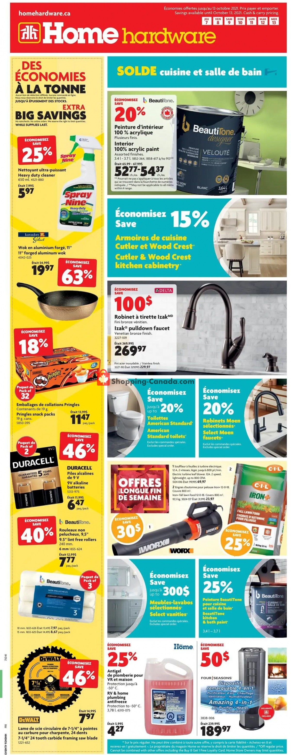 Home Hardware flyer from Thursday October 7, 2021 to Wednesday October 13, 2021 - page 1
