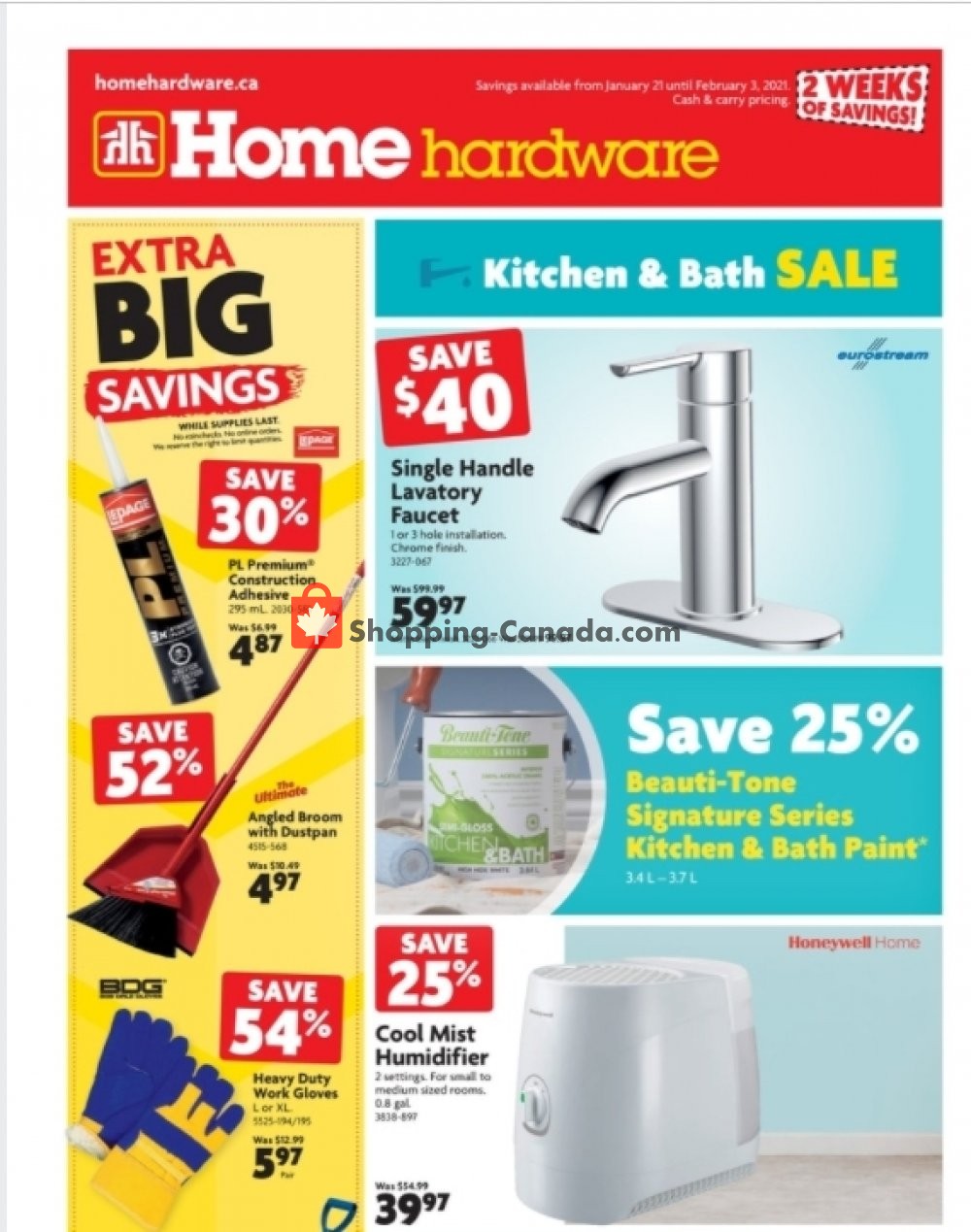 Home Hardware flyer from Thursday January 21, 2021 to Wednesday February 3, 2021 - page 1