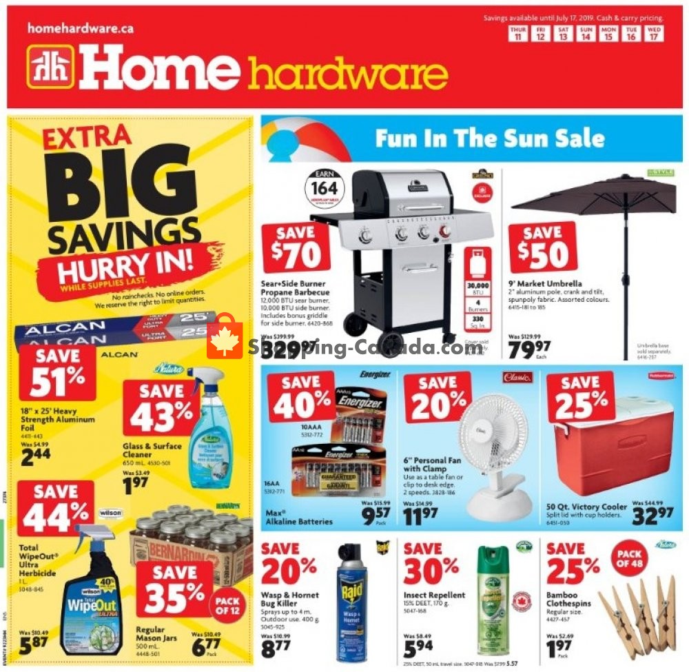 Home Hardware flyer from Thursday July 11, 2019 to Wednesday July 17, 2019 - page 1