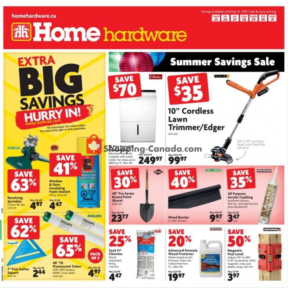 Home Hardware Canada, flyer (Extra Big Savings West) July 25