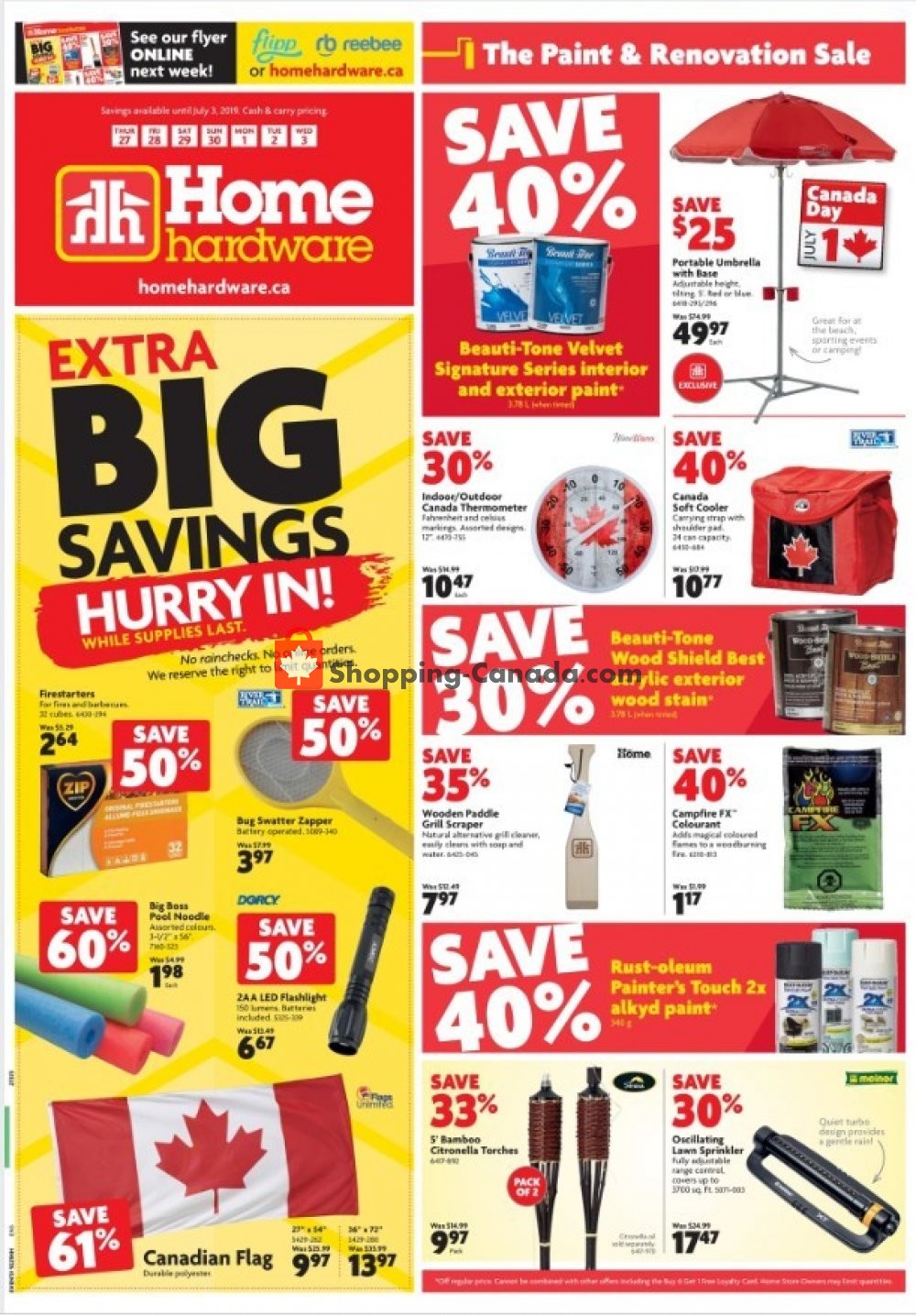 Home Hardware flyer from Thursday June 27, 2019 to Wednesday July 3, 2019 - page 1