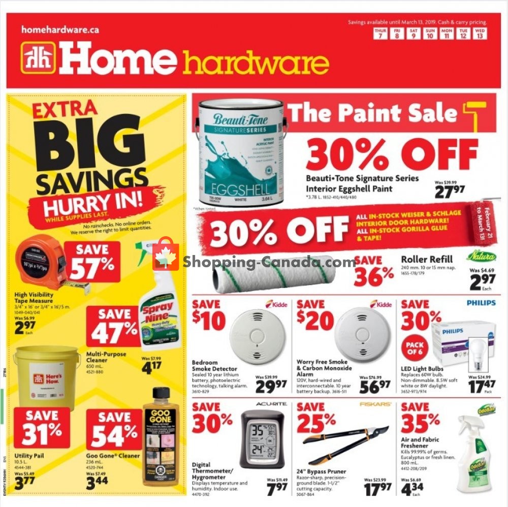 Home Hardware Canada, flyer (Extra Big Savings West) March 7
