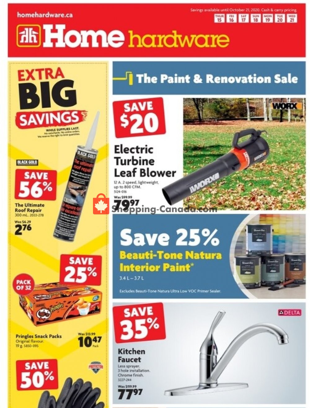 Home Hardware flyer from Thursday October 15, 2020 to Wednesday October 21, 2020 - page 1