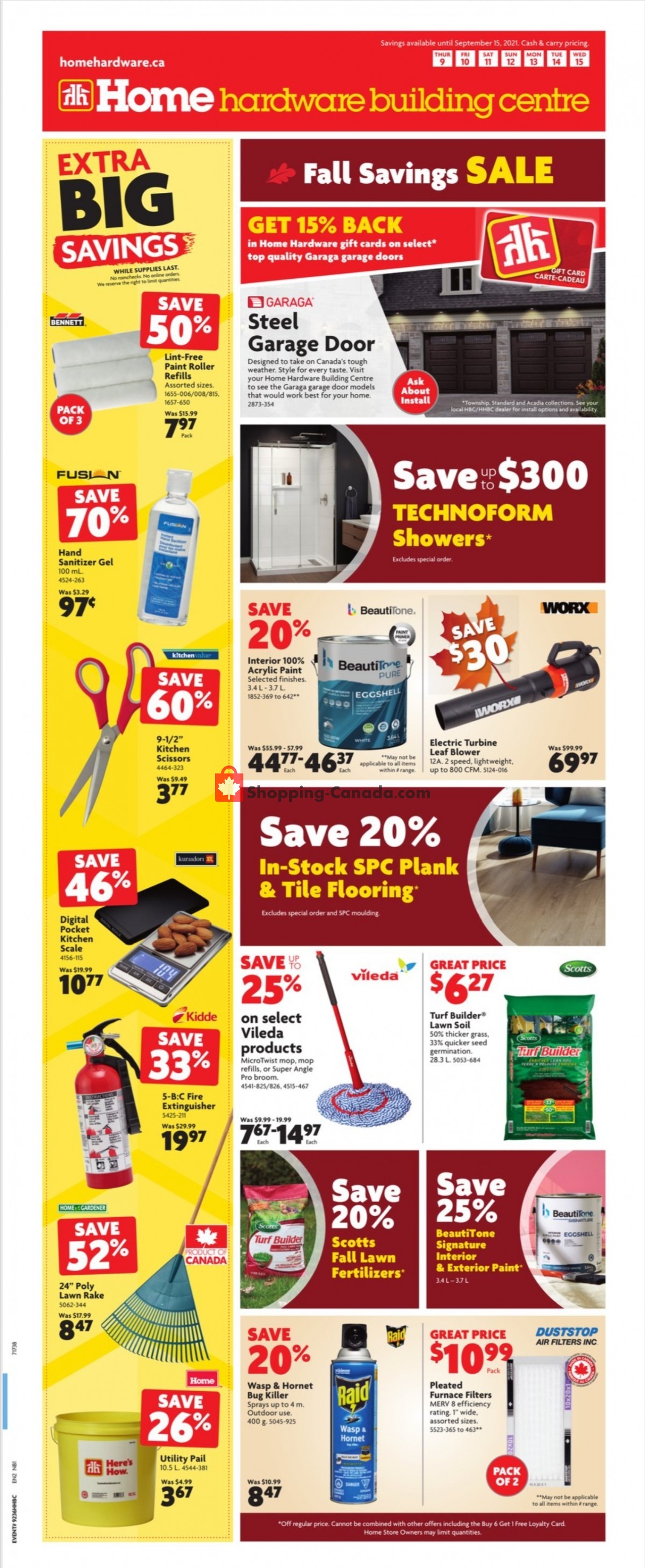 Home Hardware flyer from Thursday September 9, 2021 to Wednesday September 15, 2021 - page 1
