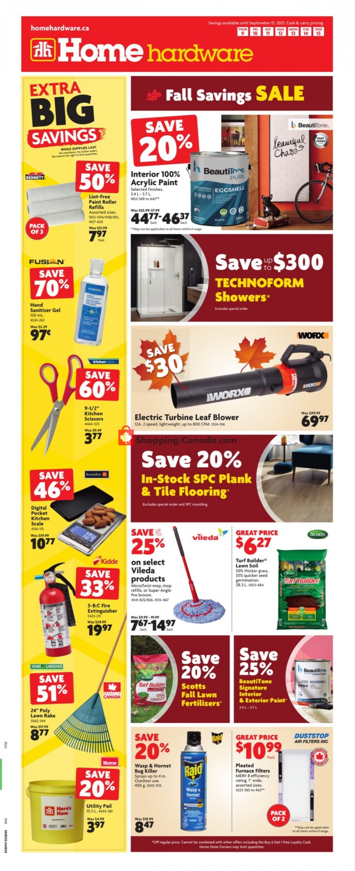 Home Hardware flyer from Thursday September 9, 2021 to Wednesday September 15, 2021 - page 1
