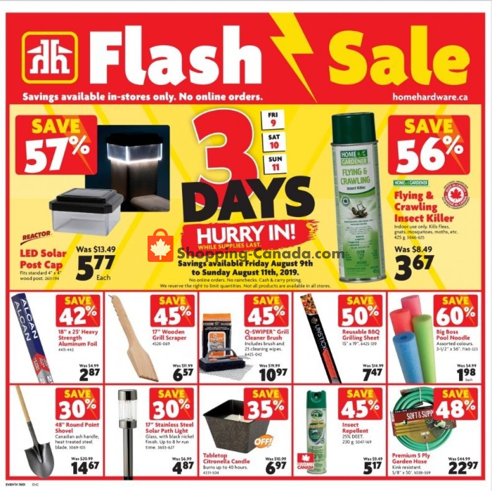 Home Hardware flyer from Friday August 9, 2019 to Sunday August 11, 2019 - page 1