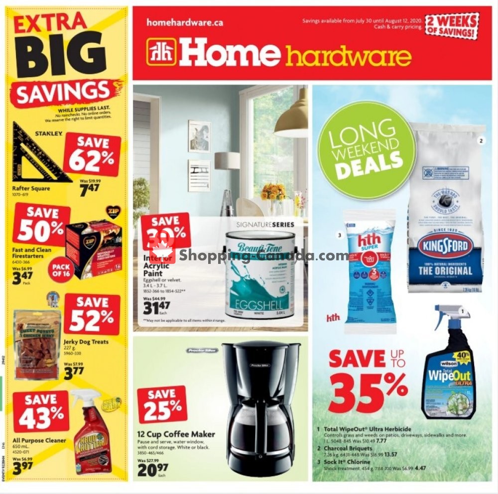 Home Hardware flyer from Thursday July 30, 2020 to Wednesday August 12, 2020 - page 1