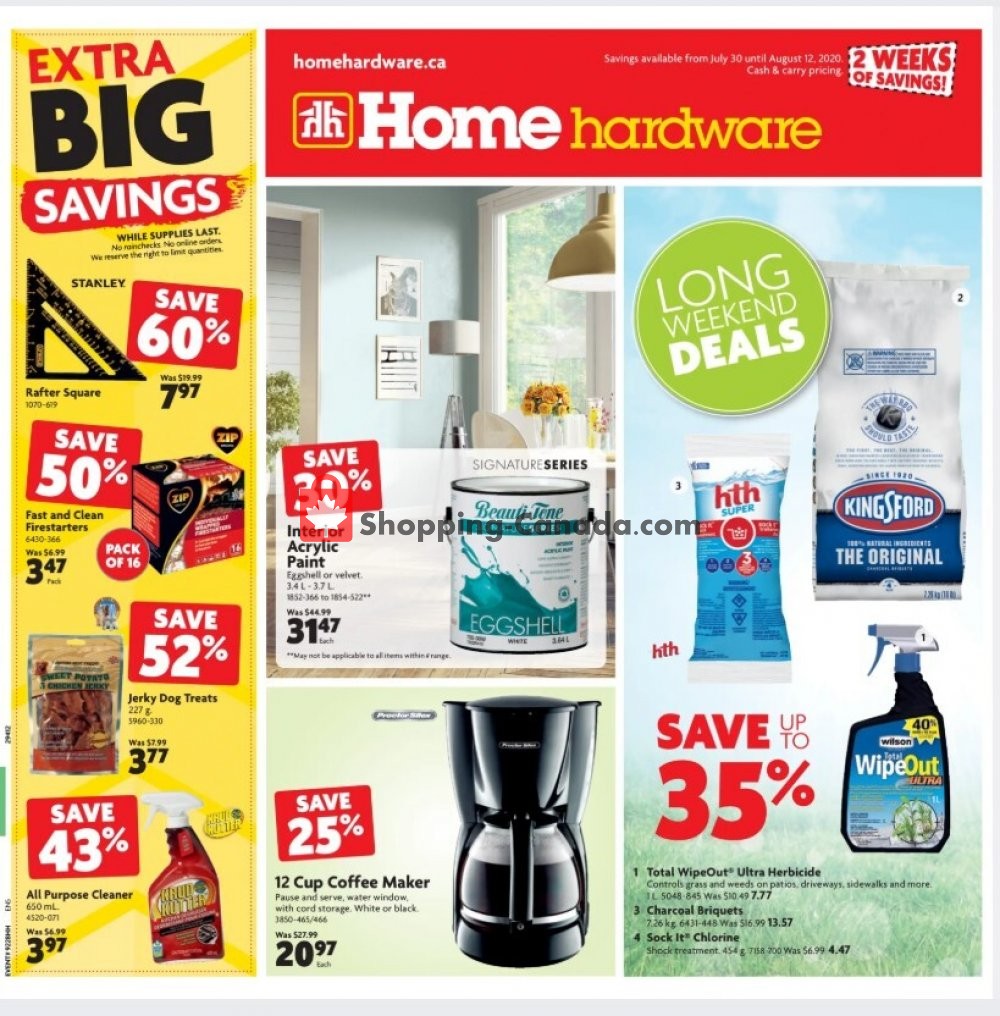 Home Hardware flyer from Thursday July 30, 2020 to Wednesday August 12, 2020 - page 1