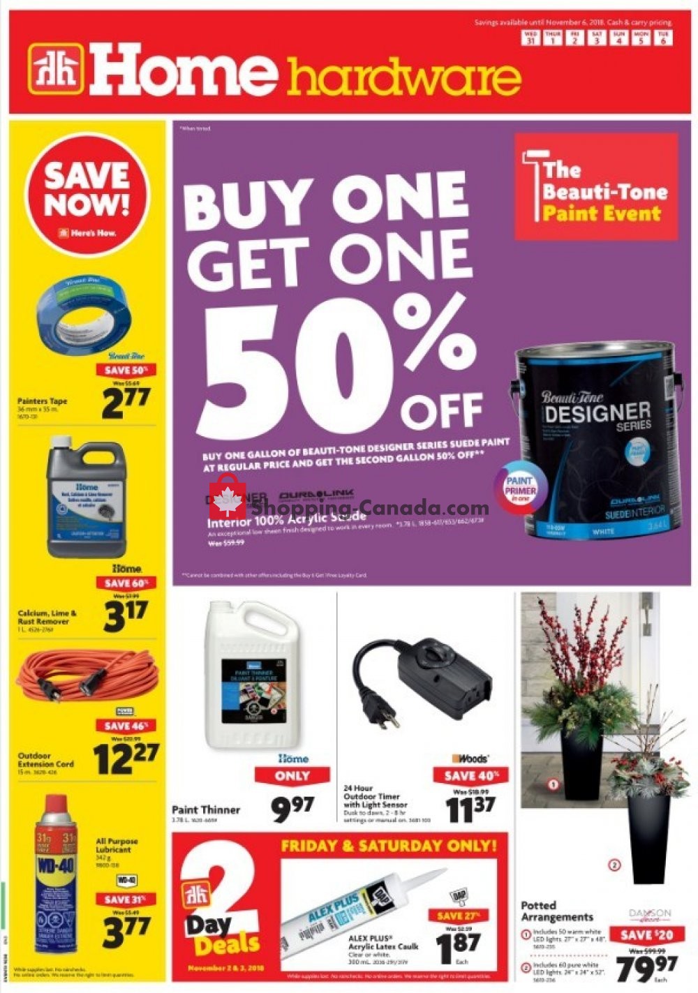Home Hardware flyer from Wednesday October 31, 2018 to Tuesday November 6, 2018 - page 1